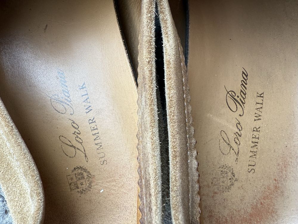 Loro Piana Summer Walk beżowe zamszowe mokasyny