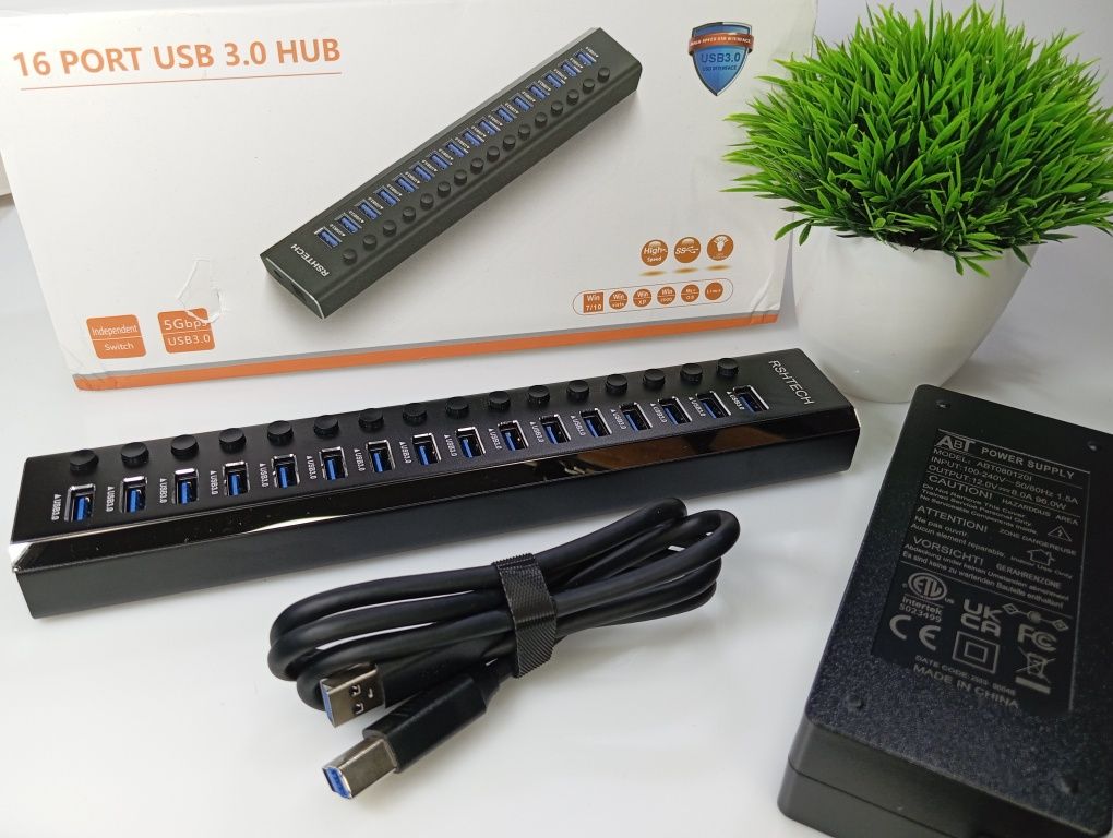 ‼️USB хаб RSHTECH USB 3.0 7/10/13/16 портів з блоком живлення hub‼️