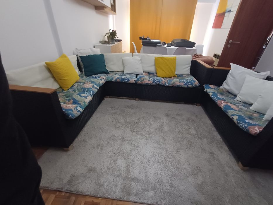 Sofa de jardim e sala, forma em L