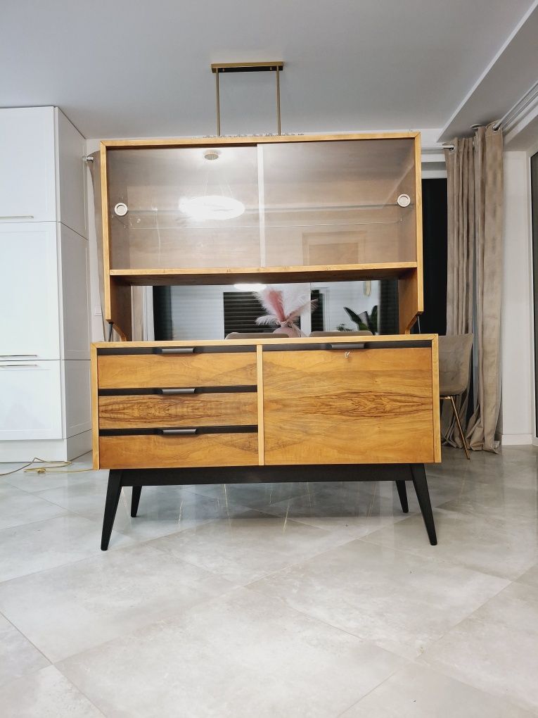 Komoda pomocnik z nadstawka Regał  Design PRL Bytomskie Fabryki Mebli