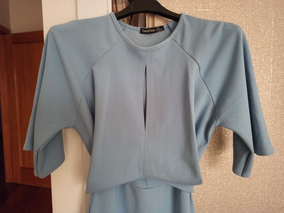 Vestido em malha azul XS boohoo