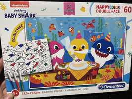 Puzzle baby shark do kolorowania nowe