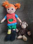 Pippi Langstrumpf - maskotka 40 cm, małpka gratis
