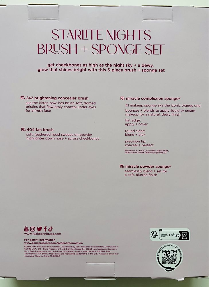 Real Techniques Limited Edition Starlite Nights Brush pędzle + Gąbka,