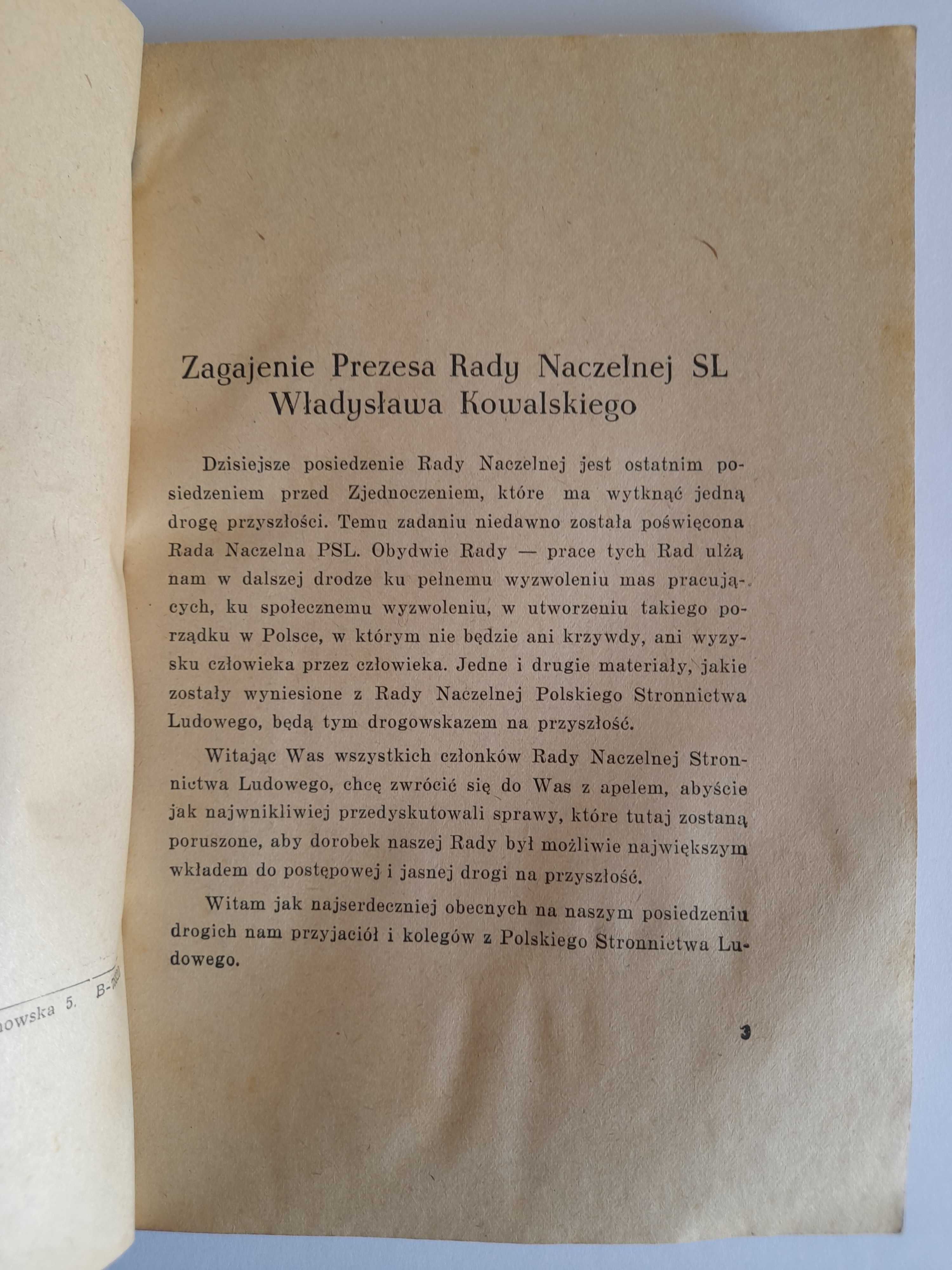 Ruch Ludowy w walce o sprawiedliwość, dobrobyt i pokój - wyd. 1949