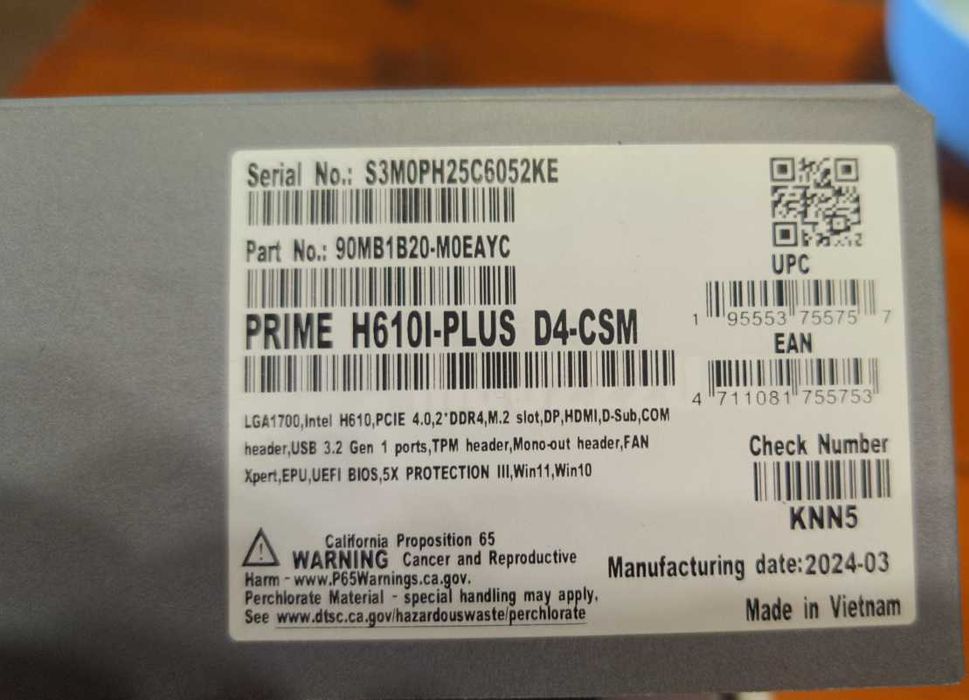 Материнська плата Asus PRIME H610I-PLUS D4 CSM (s1700, Intel H610)