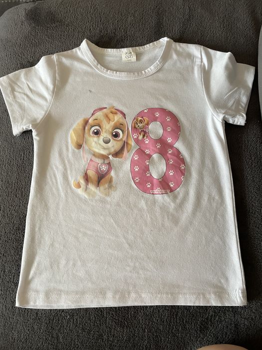 Koszulka dla dziewczynki na 8 urodziny z Psim patrolem