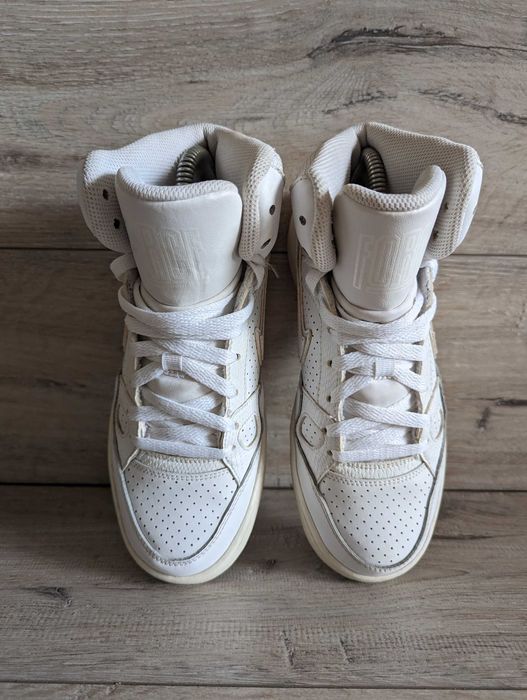 Кожаные белые кроссовки б/у хай-топы Найк Nike  Force Mid 37р 24 см