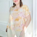 Pastelowa koszula z krótkim rękawem plus size 43 XXL wiskoza