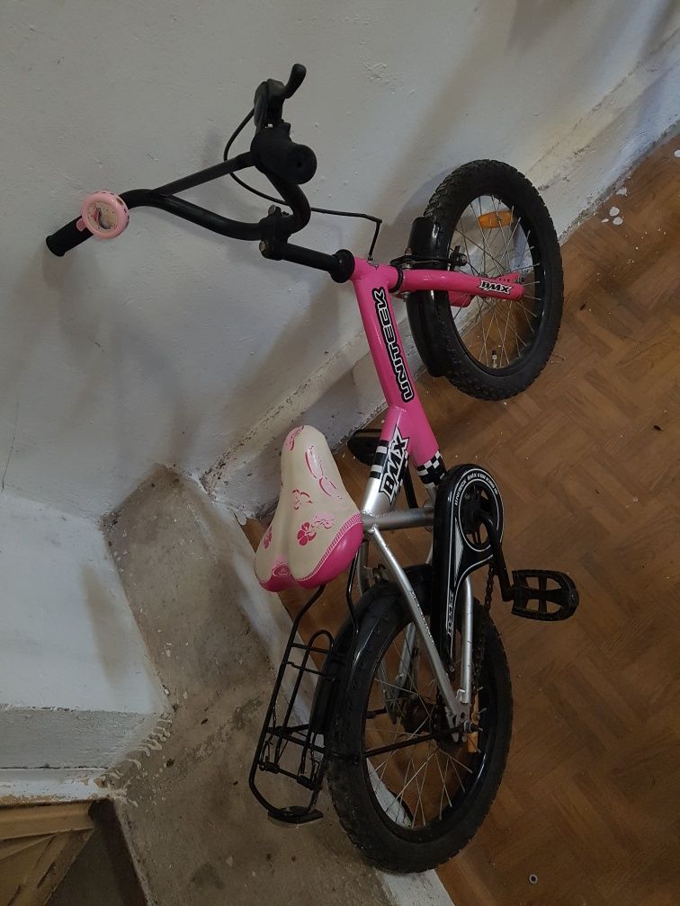 Rower dziecięcy Unitex BMX for kids 16'' - różowo-czarno-srebrny