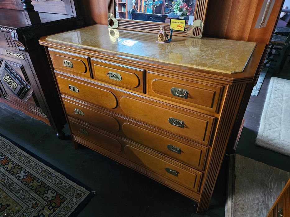 Cómoda em madeira com tampo em pedra - Muito bom estado ger