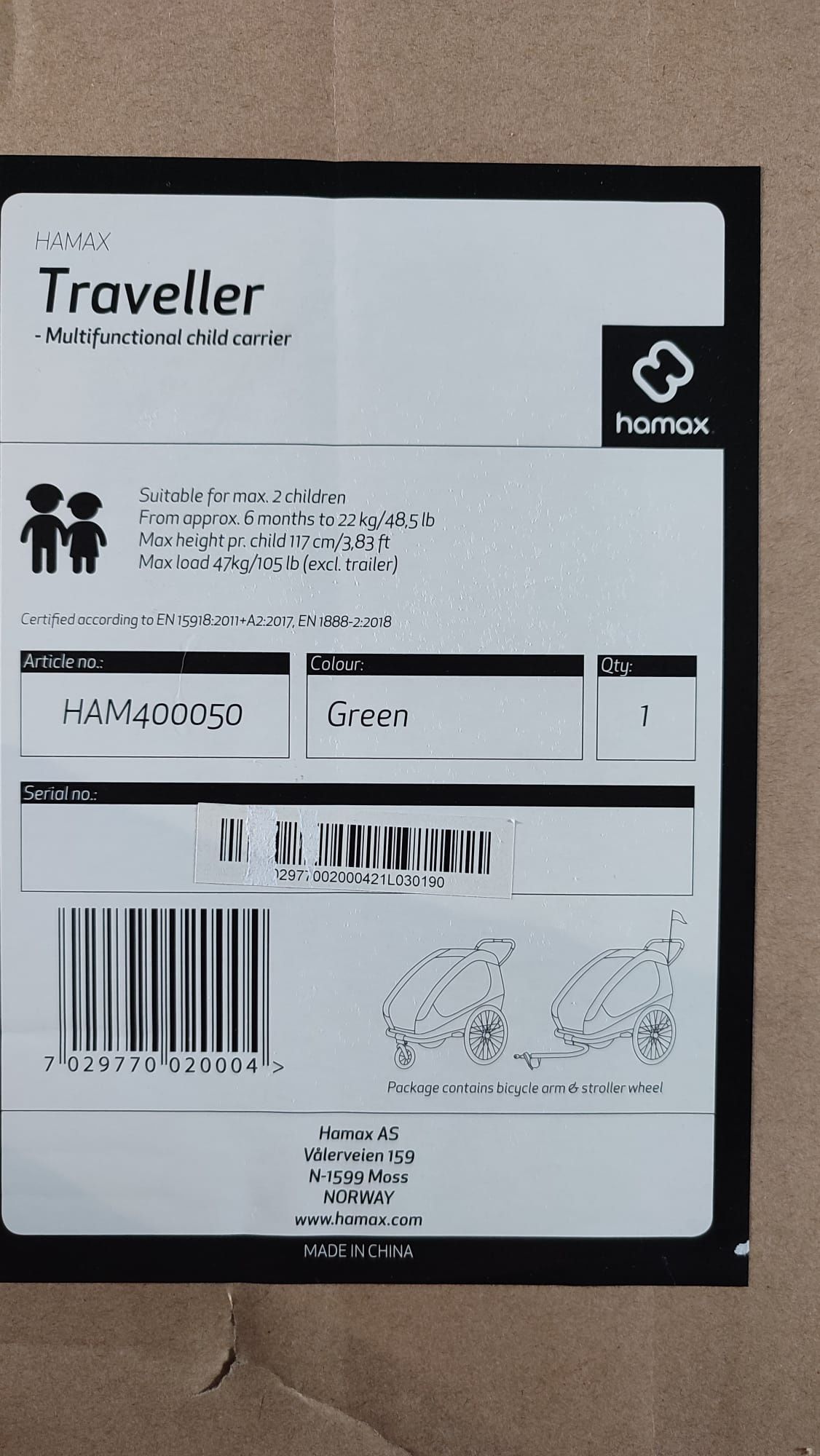 Hamax Traveller 2w1 przyczepka rowerowa dla 2 dzieci