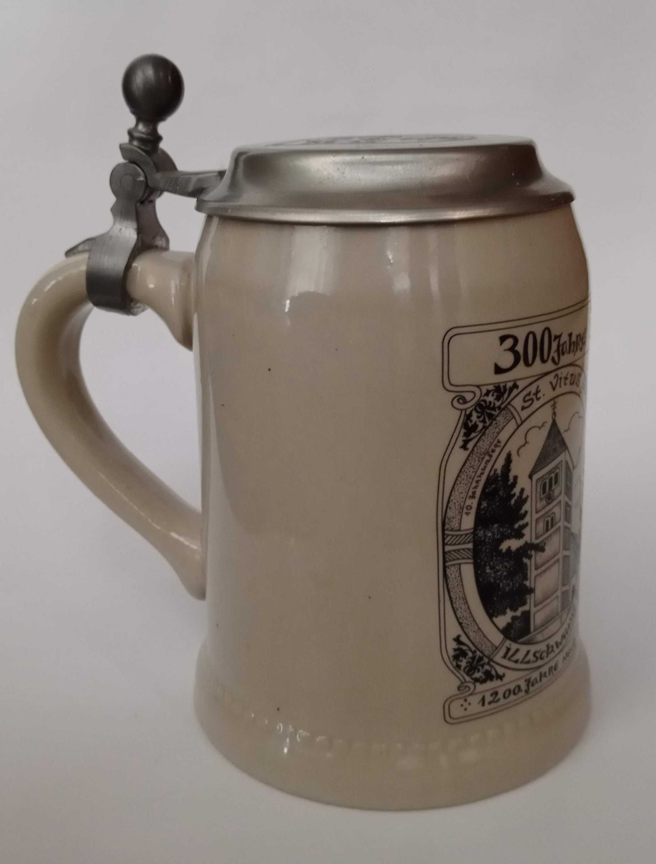 Kufel ceramiczny z cynową pokrywką Germany