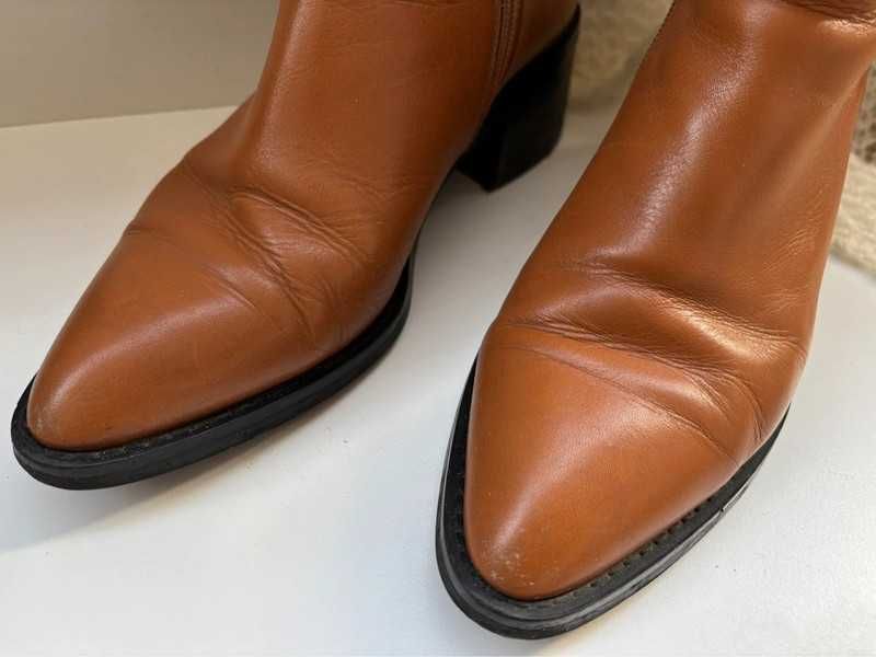 EVA LONGORIA designerskie kowbojki botki sztyblety 38 skórzane [699zł]