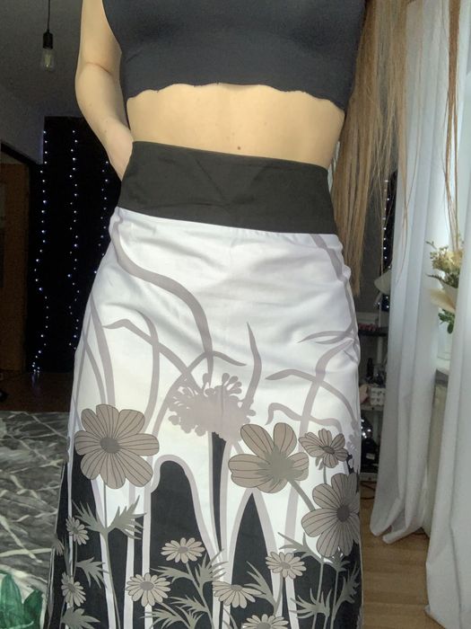 spódnica midi w kwiaty suwak vintage bawełna
