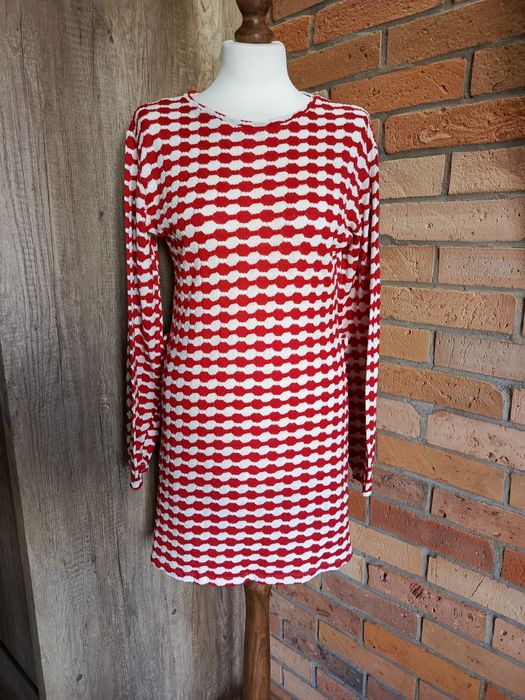 elegancka sukienka Zara 38 M bawełna wiskoza bufiaste rękawy czerwona