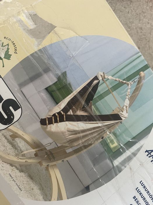 Hamak huśtawka z kokonem Amazonas kangoo brąz beż drewno