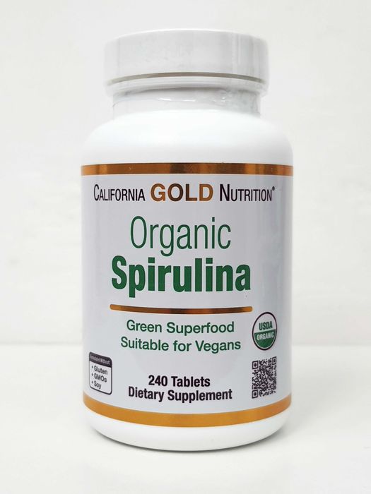 Органічна спіруліна California Gold Nutrition, 500 мг, 240/720 таб