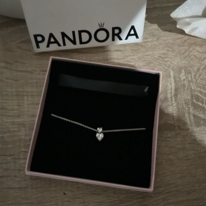 Colar Pandora Double Heart Pendant Sparkling Prata