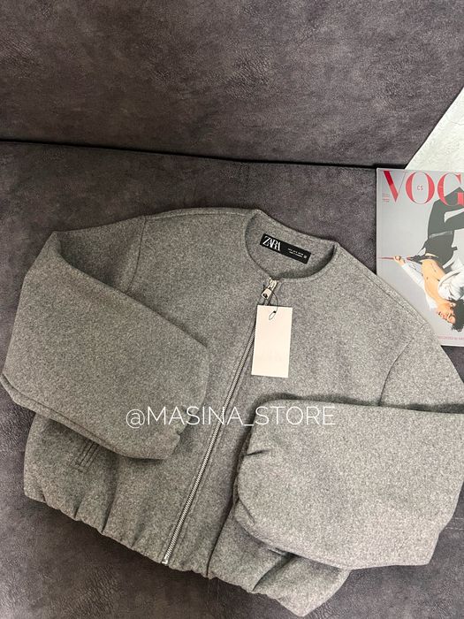 Куртка бомбер Zara S сіра оригінал мʼяка софт оригінал