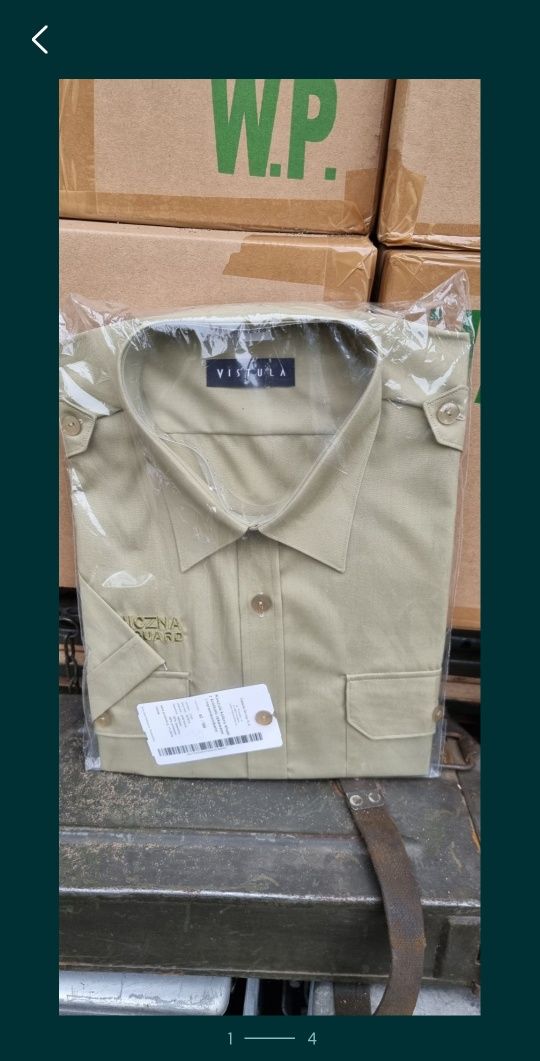 Koszula koloru khaki krótkimi rękawami naramiennikami vistula sg straż