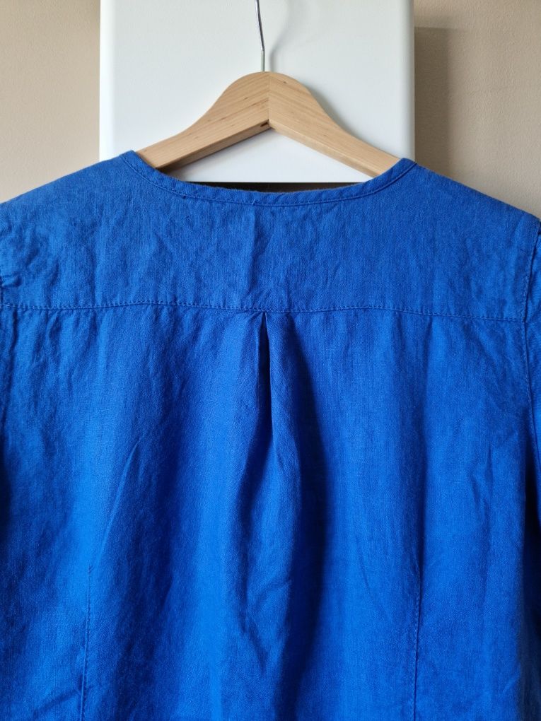 Heine B.C. habrowa niebieska koszulowa lniana sukienka z lnu 42 XL 40