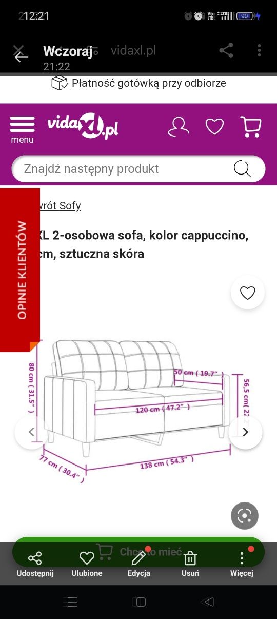 Wypoczynek sofa,fotel , kolor cappuccino.