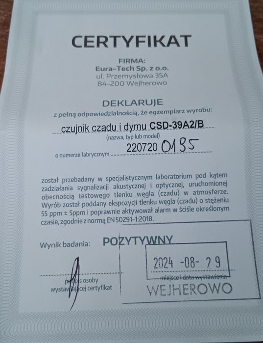 Czujnik czadu I dymu