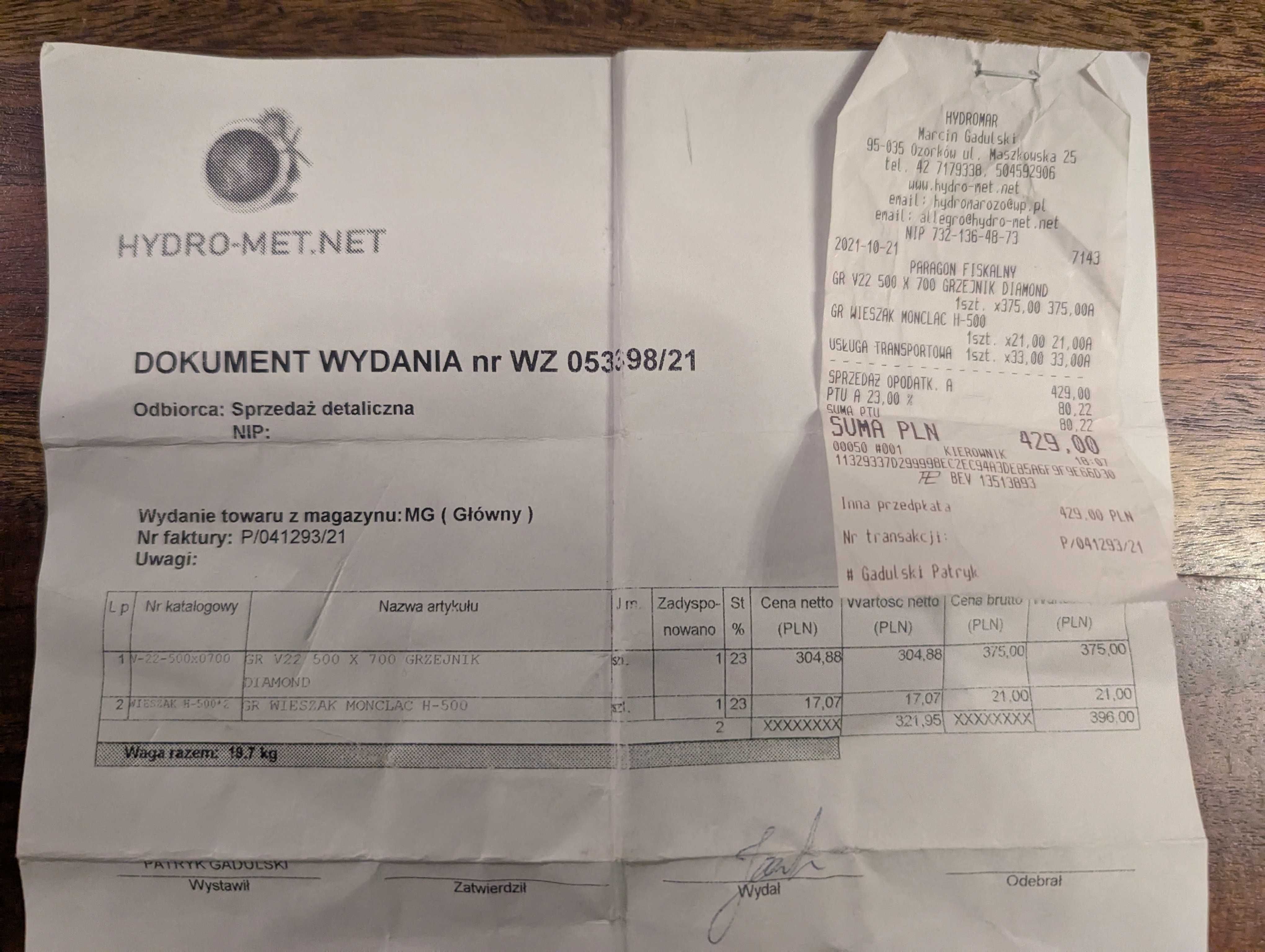Grzejnik pokojowy płytowy DIAMOND TYP V22 500x700 plus wieszak