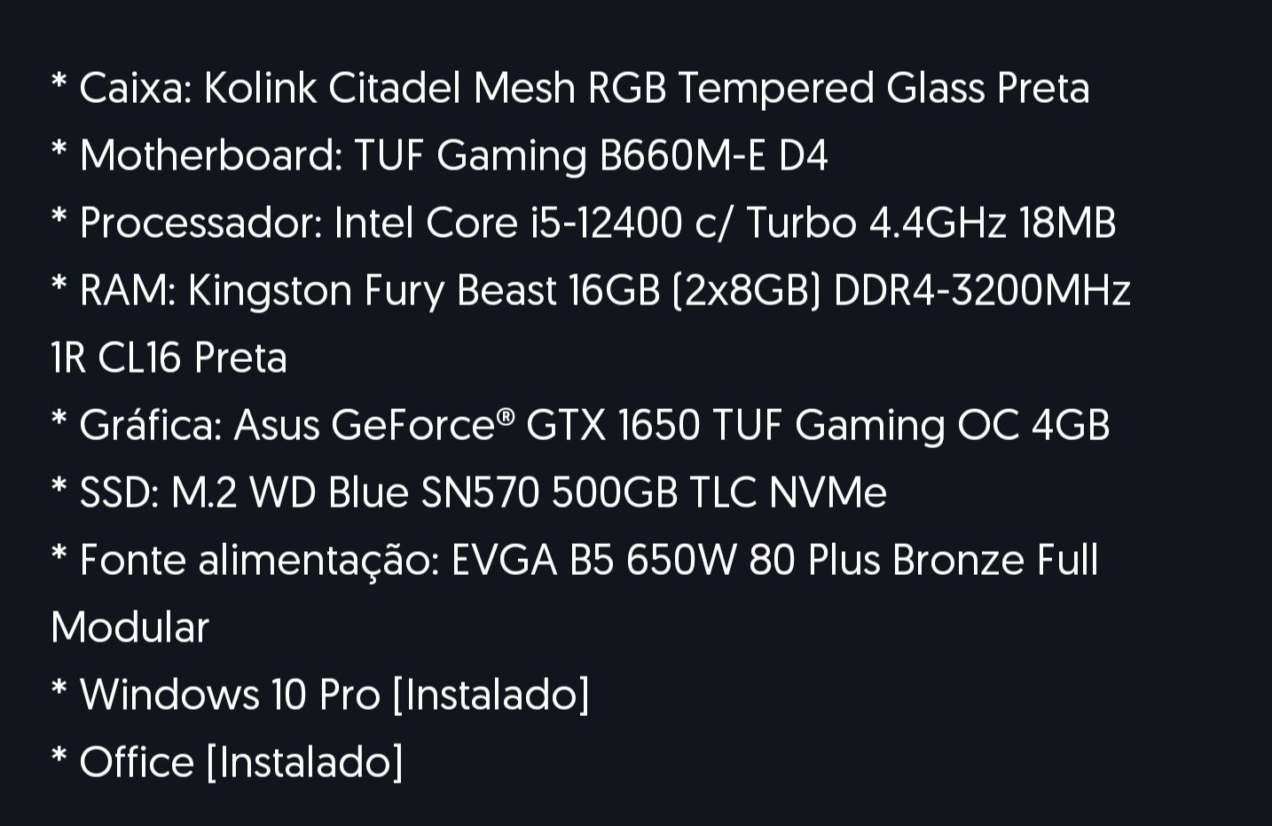 Vendo PC gaming+cadeira gaming rgb