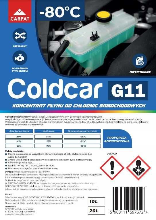 KONCENTRAT 20L płynu do chłodnic G11 glikol -80C