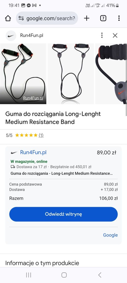 Nike Guma do rozciągania Long Lenght medium