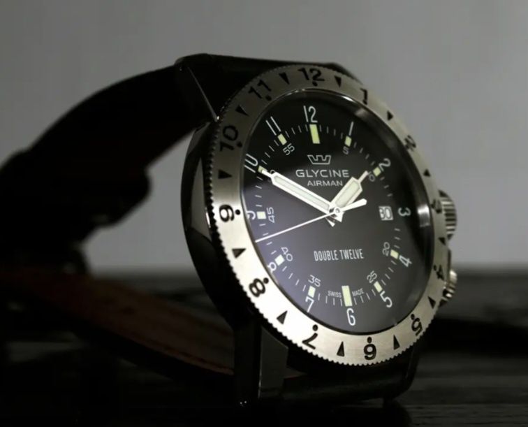 Zegarek Glycine Airman Double Twelve czarny 40mm  plus gratisy !