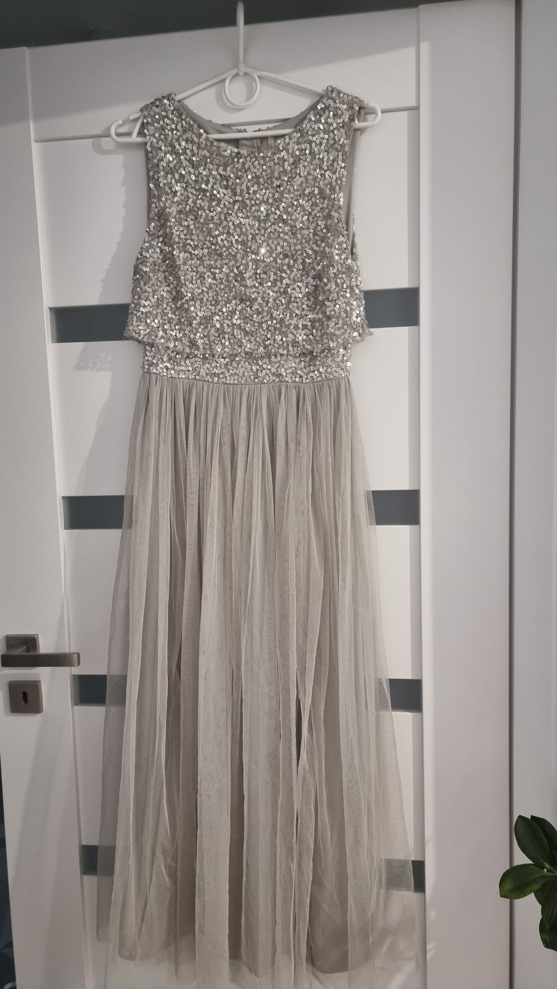 Maya r. 34 deluxe sukienka srebrna z topem asos