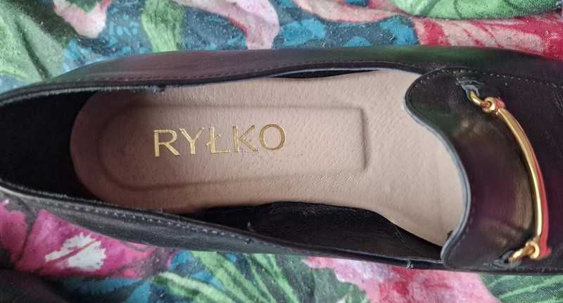 RYŁKO skórzane mokasyny z ozdobną sprzączką 100% skóra naturalna nowe