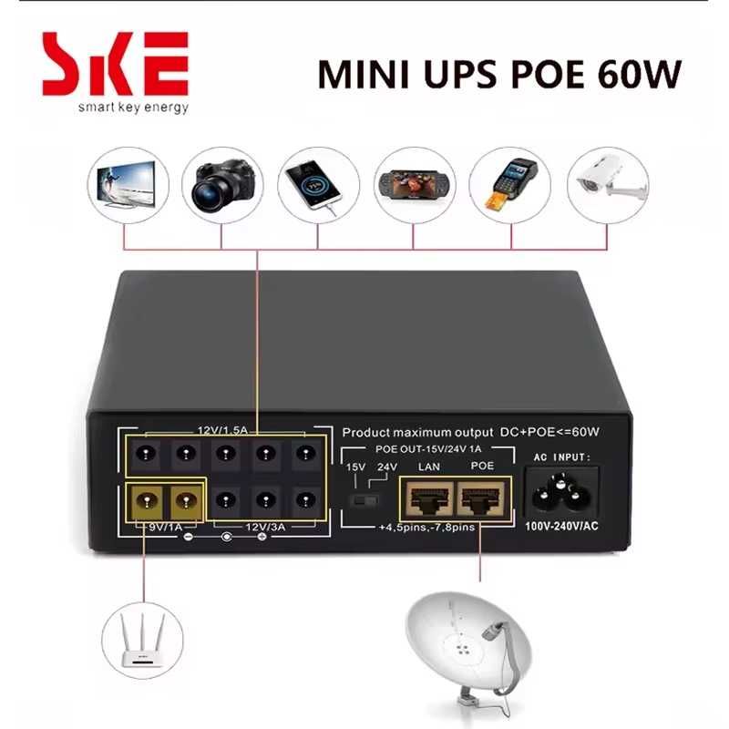 Mini UPS SKE MiniPOE-60W Міні ДБЖ для роутера/термінала PON (новий)