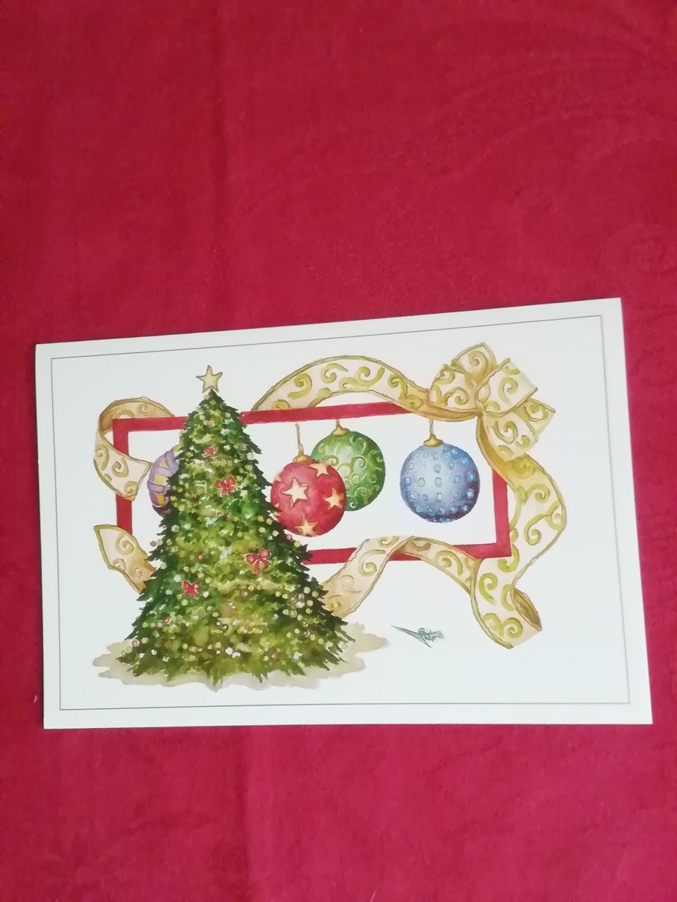 Postal de Natal, pintado com o pé