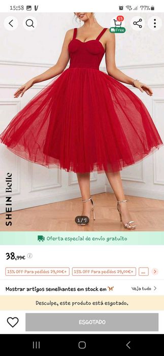 Vestido vermelho shein novo