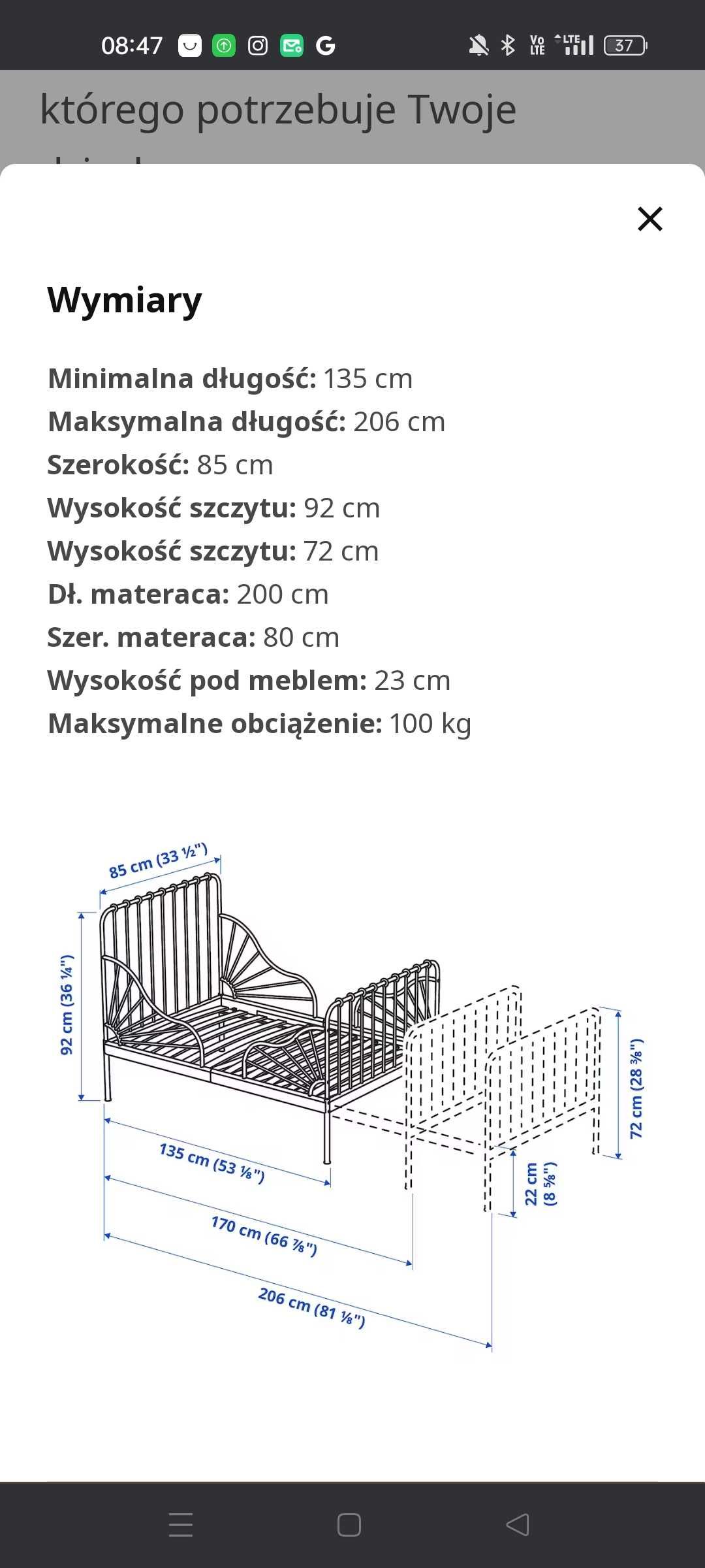 Rozsuwane łóżko IKEA 80x200