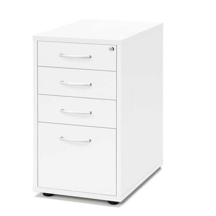 Kontenerek biurowy FLEXUS 4 szuflady, 720x400x600 mm, biały z zamkiem.