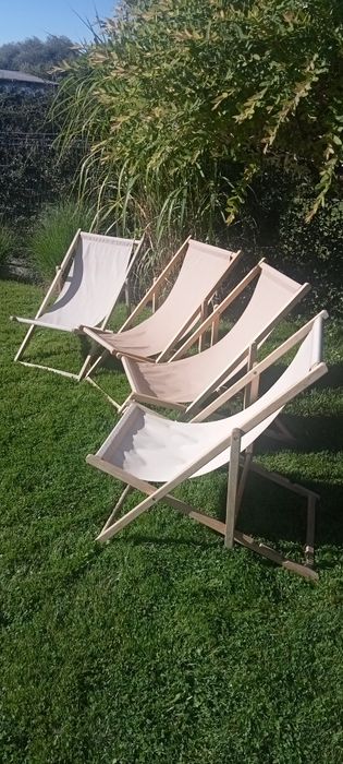 Leżaki ogrodowe drewno + materiał