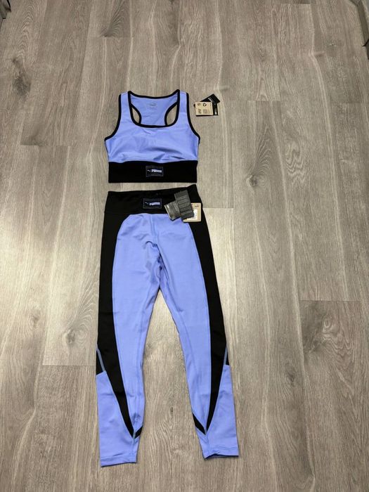 Жіночий спортивний комплект puma топ лосіни шорти