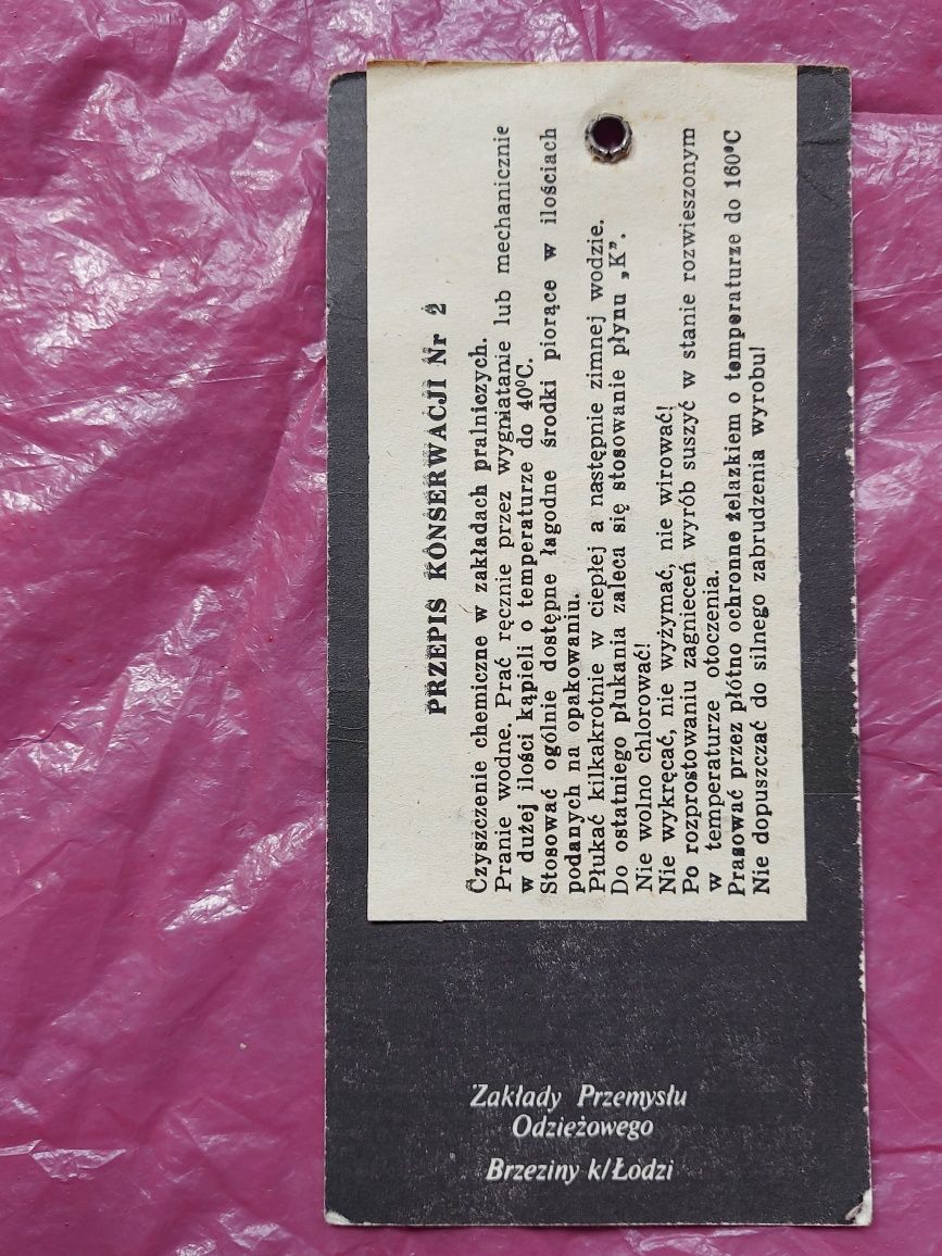 stara Metka paragon 1986rok ZAKŁADY ODZIEŻOWE BRZEZINY