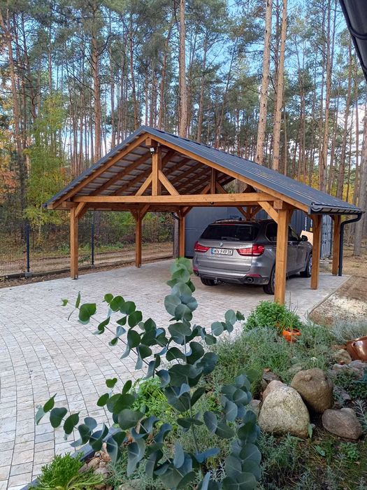 Wiata garażowa drewniana, Zabudowy przyczep campingowych etc.