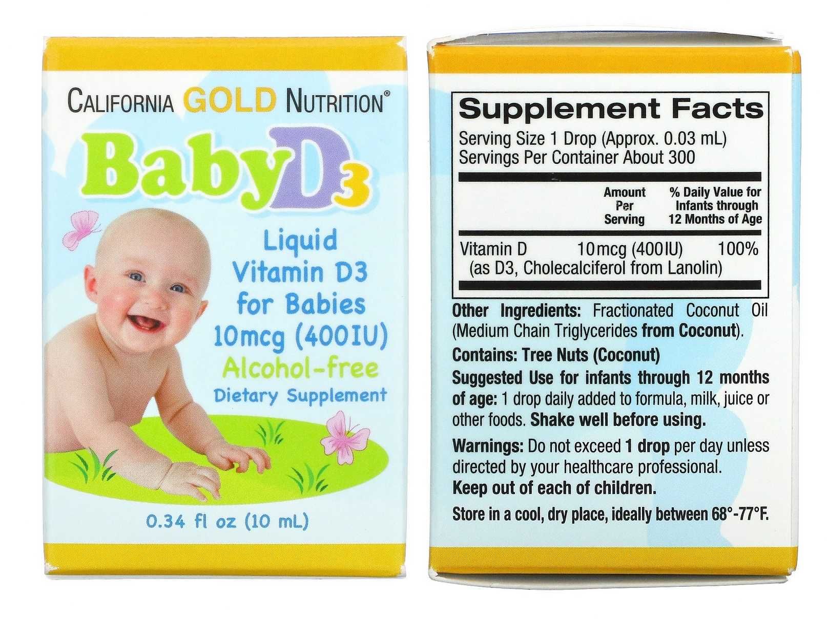 Витамин D3, С, эхинацея жидкий для детей ChildLife California Gold д3