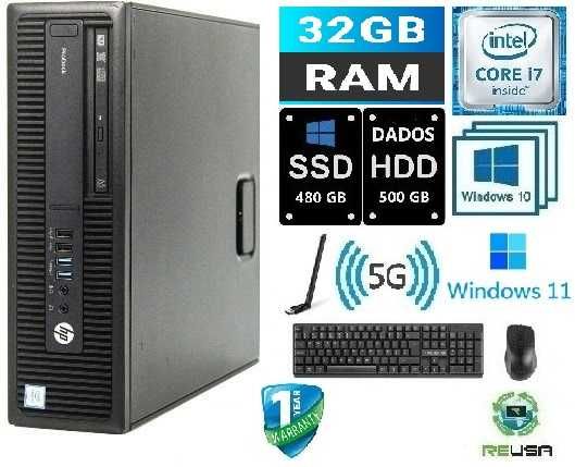 Pc-HP-800G2-6ªG-i7 6700 3.4Gz|32G|SSD512G+HD500G|KIT-S/FIOS|5G|W10/W11