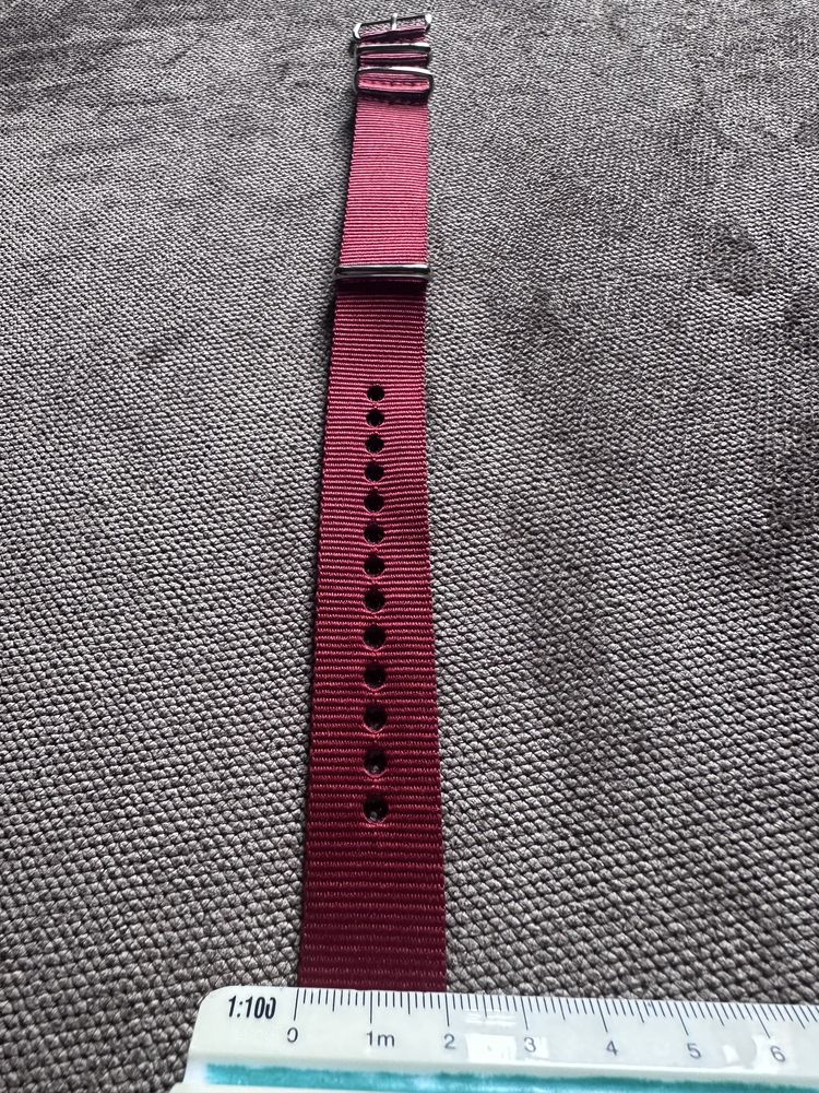 Pasek nato 20mm nowy bordowy Omega Seiko Vratislavia Bulova