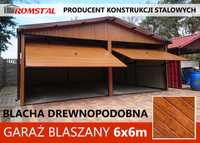 Drewnopodobny Garaż Blaszany 6x6 - Blaszak -Magazyn - Garaże - Romstal