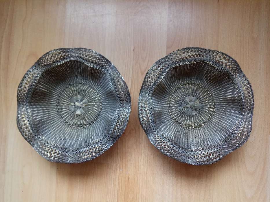 2 Centros / Cestos Vintage em Metal (Técnica de Cestaria)