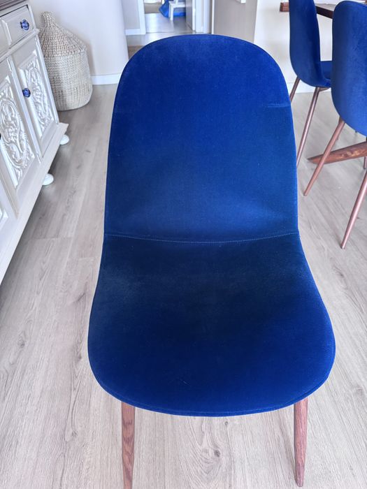 Vendo 6 cadeiras azuis veludo COMO NOVAS